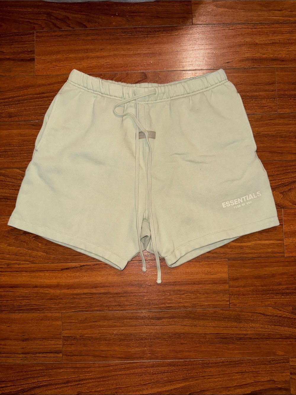 ESSENTIALS Men’s Light Sage Green Fleece Athletic Shorts